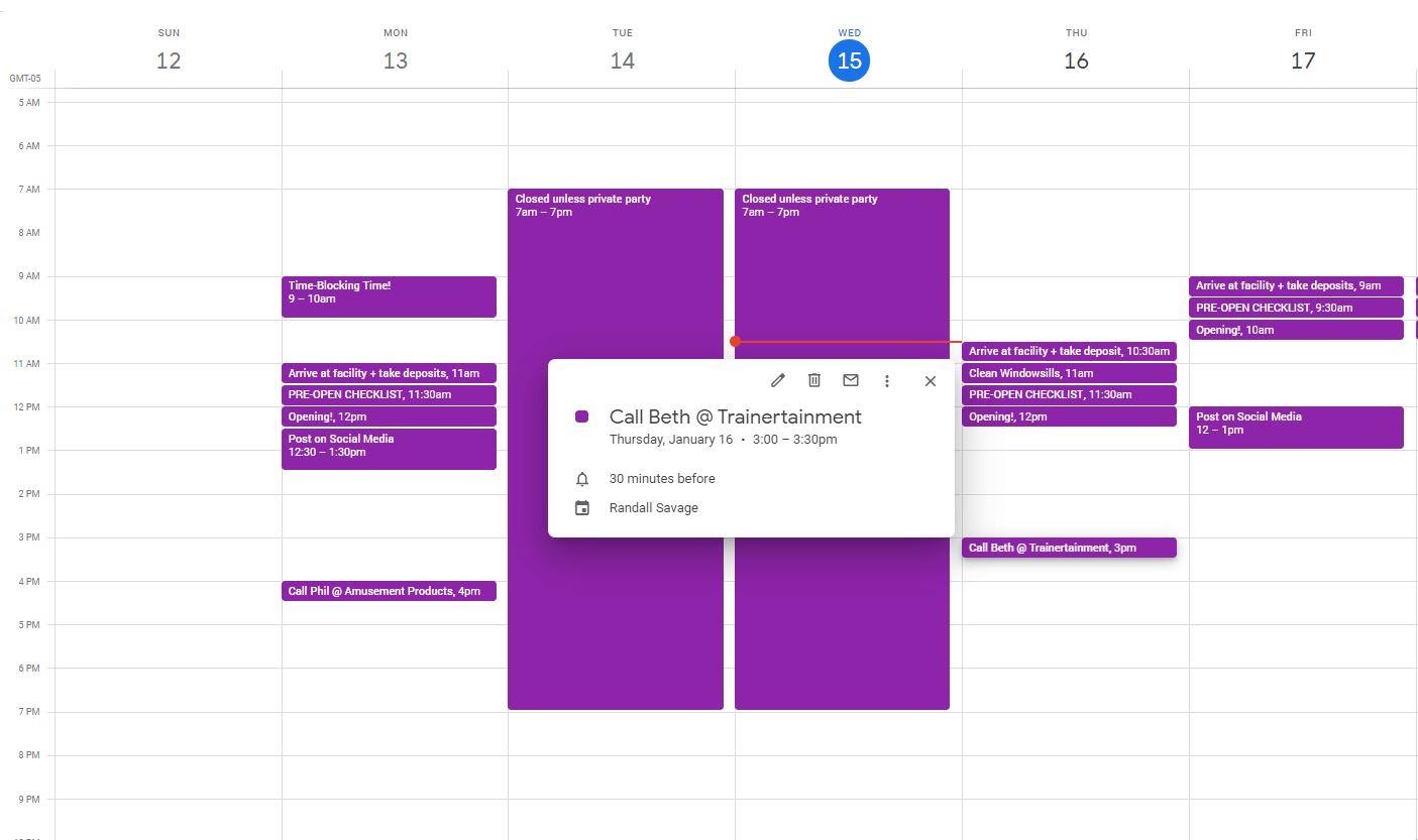 Calendar tasks that you  need to get done, but that might not be part of your normal routine