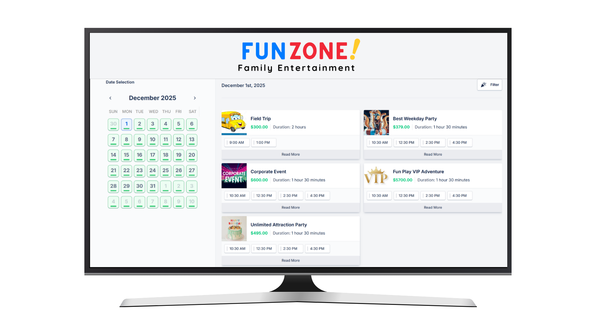 Party Center Software Online Booking 2.0