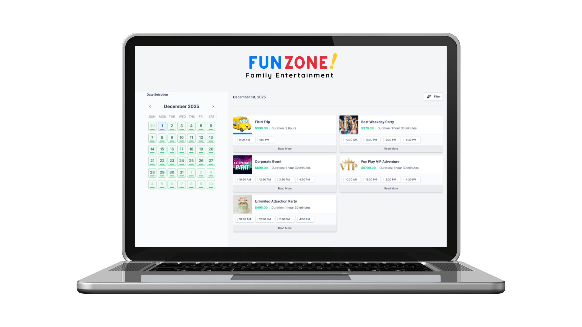 Party Center Software Online Booking 2.0