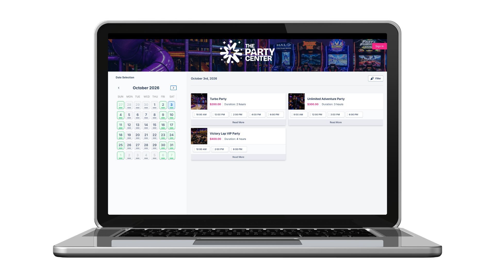 PCS Online Booking (The Party Center)