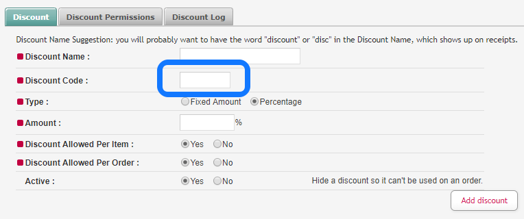 Screenshot showing how to hide discount code field