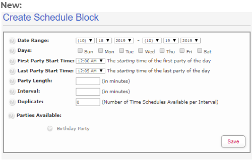 Schedule Block New