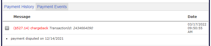 Payment Events Chargeback Information 2